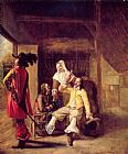 Pieter de Hooch Two Soldiers and a Serving Woman with a Trumpeter painting